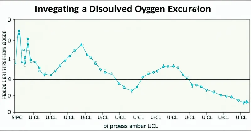 Dissolved oxygen trend chart showing an excursion event investigation workflow in biopharma manufacturing