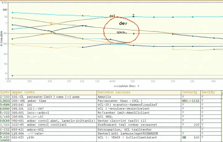 Deviation classifier module interface showing real-time parameter monitoring with SPC control limits and flagged excursions